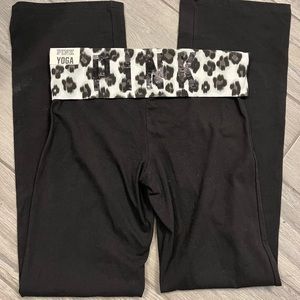 VS Pink bootcut yoga leggings. Black sequin on back size medium